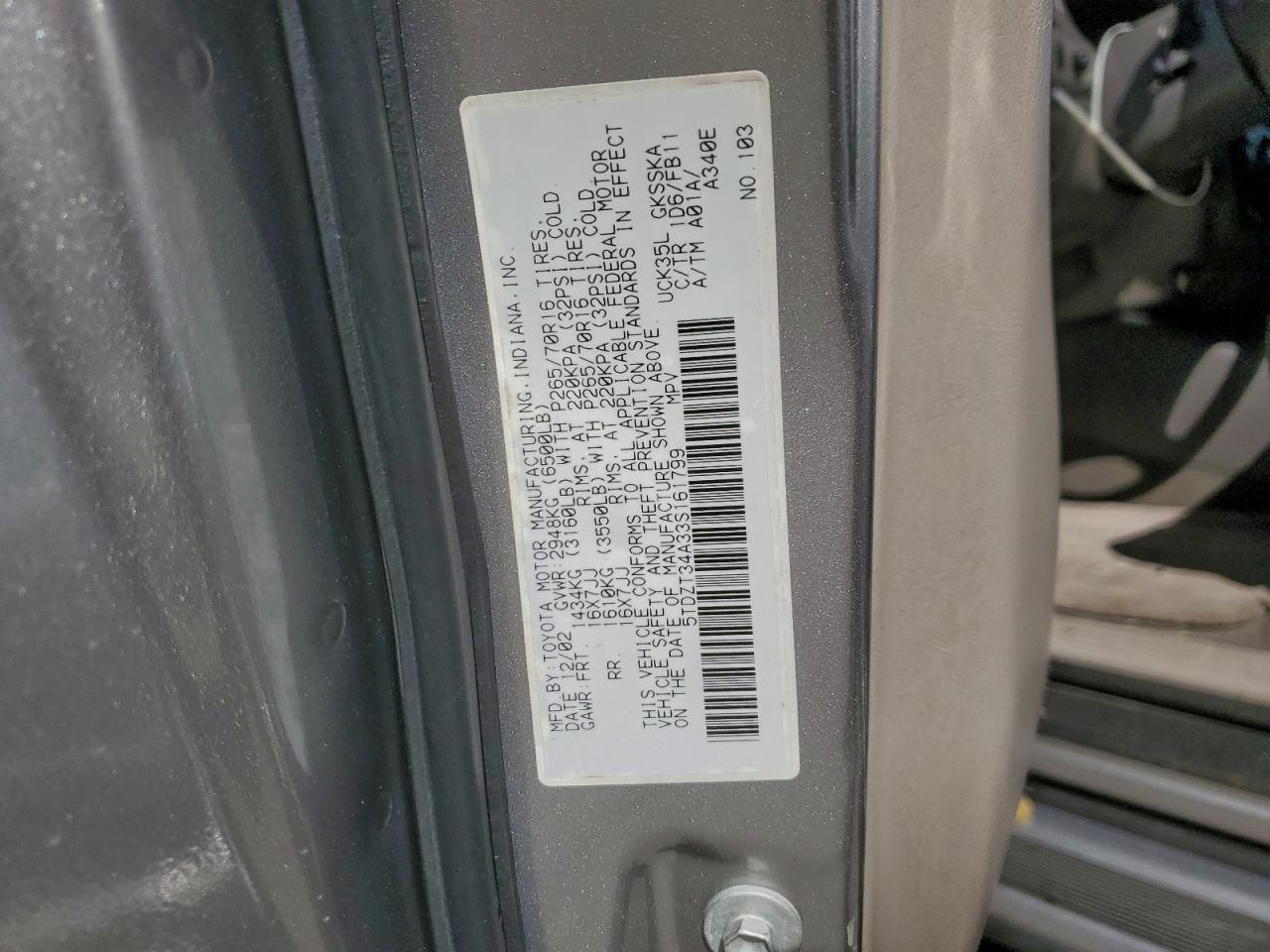 2003 Toyota Sequoia Sr5 VIN: 5TDZT34A33S161799 Lot: 91112755