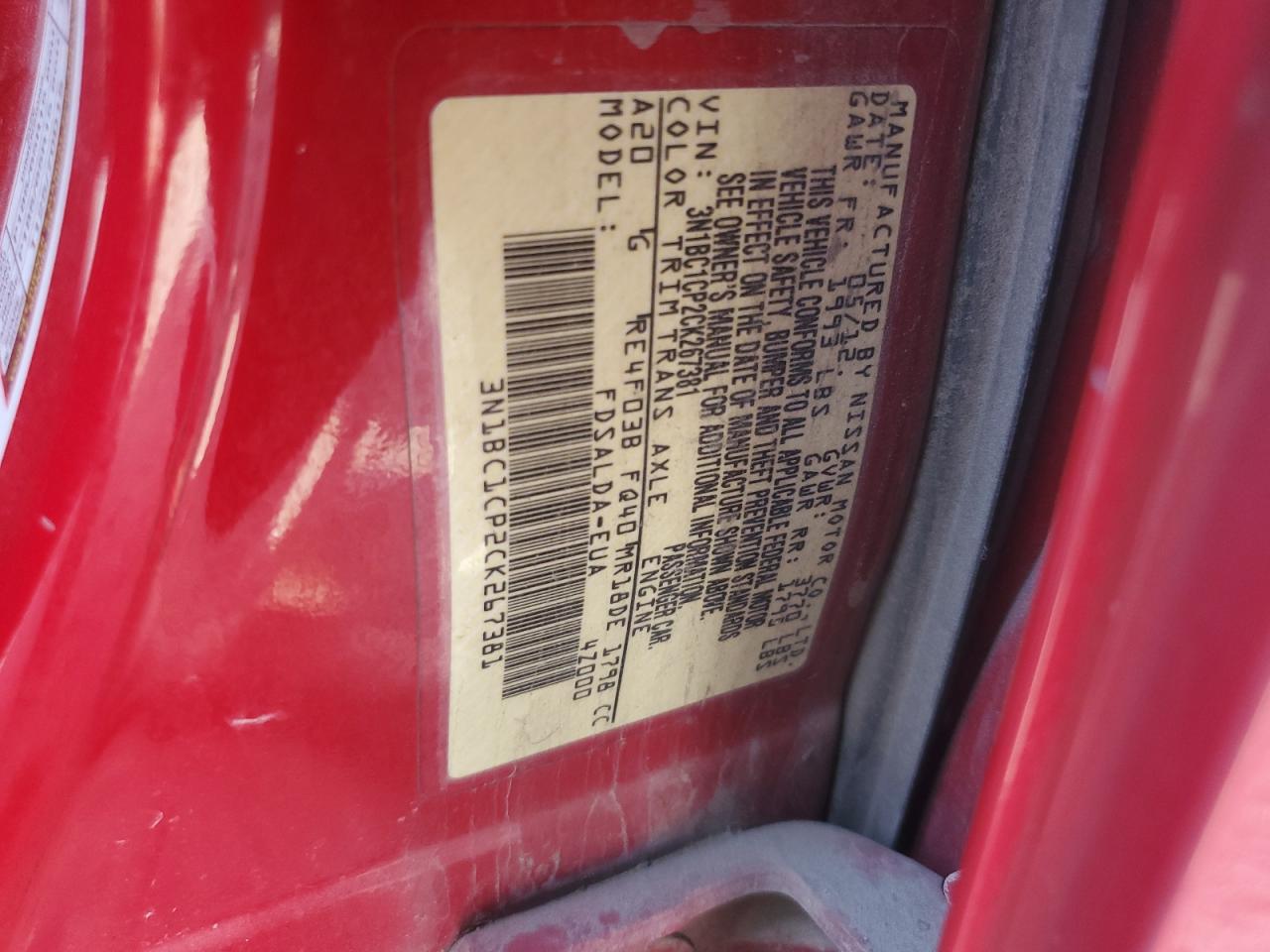 2012 Nissan Versa S VIN: 3N1BC1CP2CK267381 Lot: 85000335