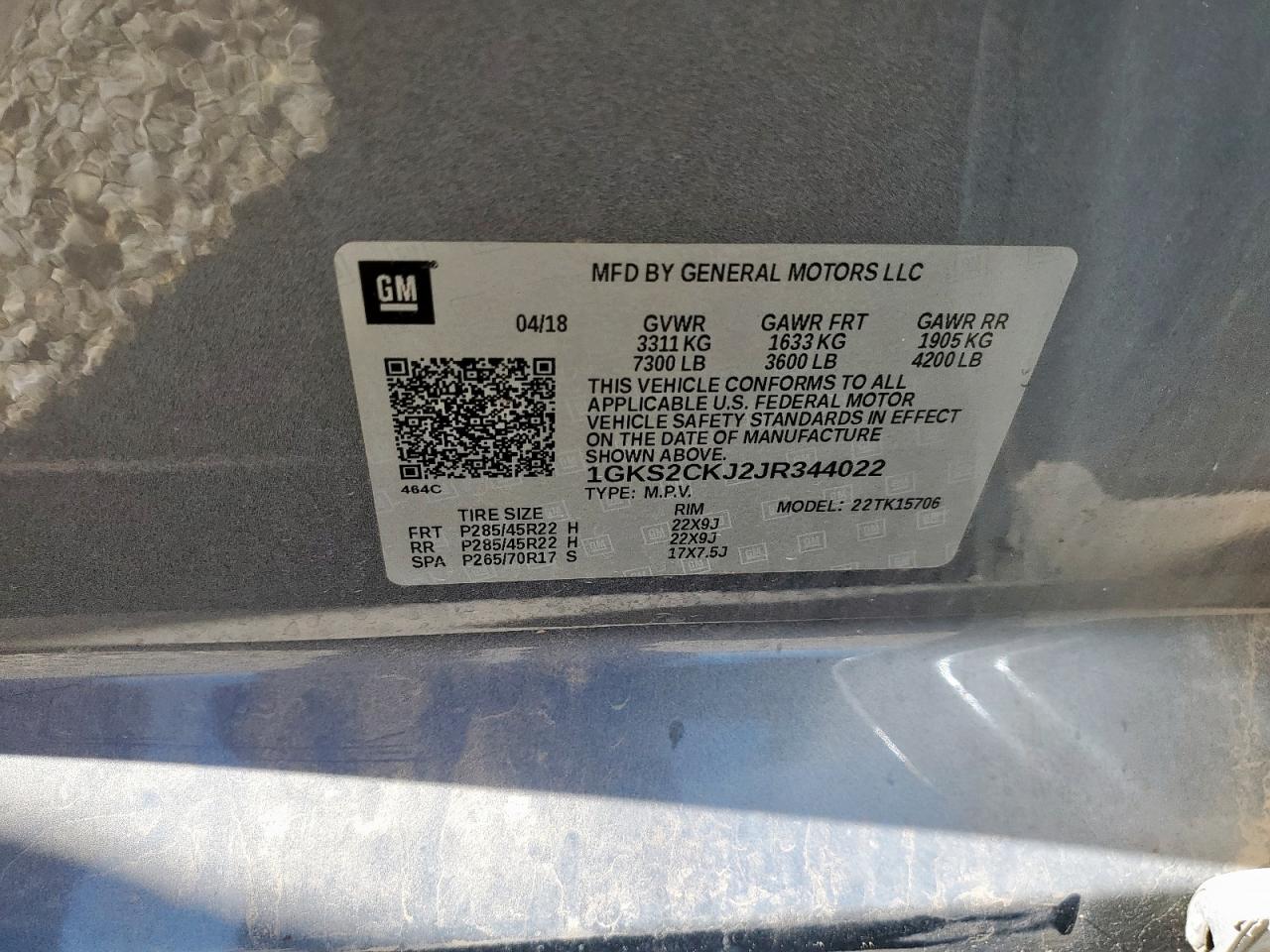 2018 GMC Yukon Denali VIN: 1GKS2CKJ2JR344022 Lot: 90331115