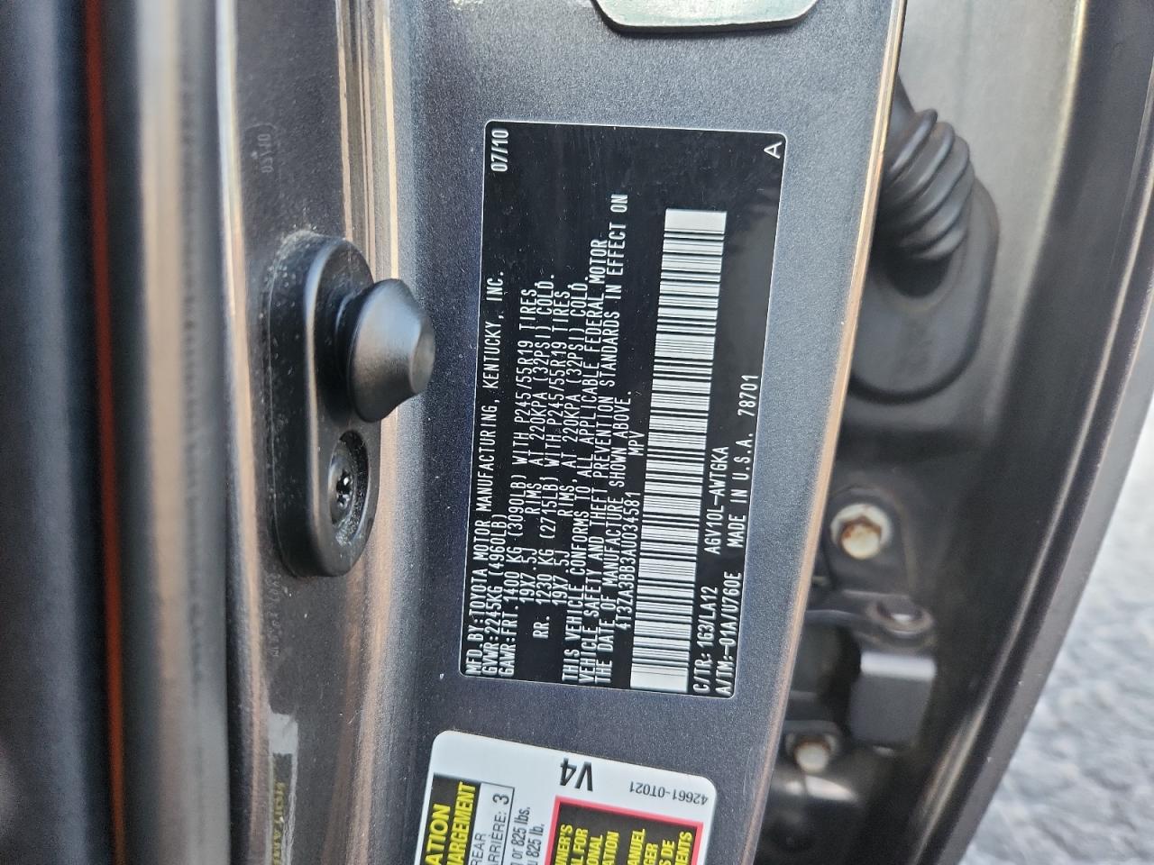 2010 Toyota Venza VIN: 4T3ZA3BB3AU034581 Lot: 82426415