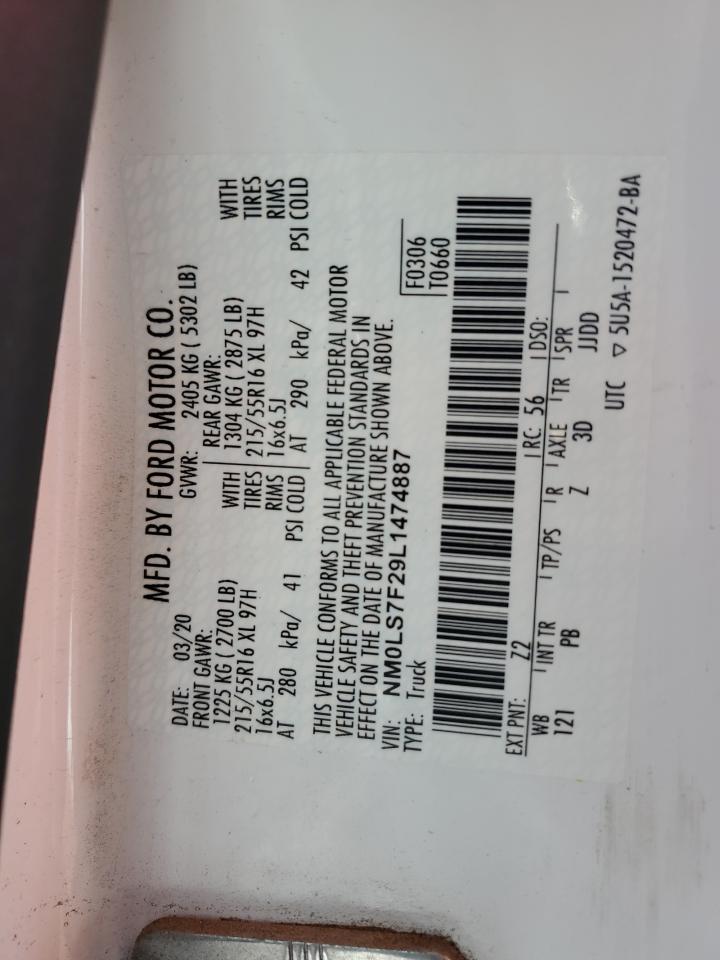 2020 Ford Transit Connect Xlt VIN: NM0LS7F29L1474887 Lot: 87029695