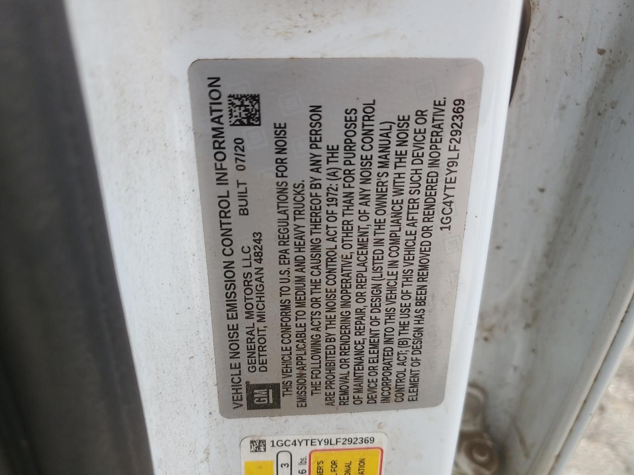 2020 Chevrolet Silverado K3500 Lt VIN: 1GC4YTEY9LF292369 Lot: 85885835