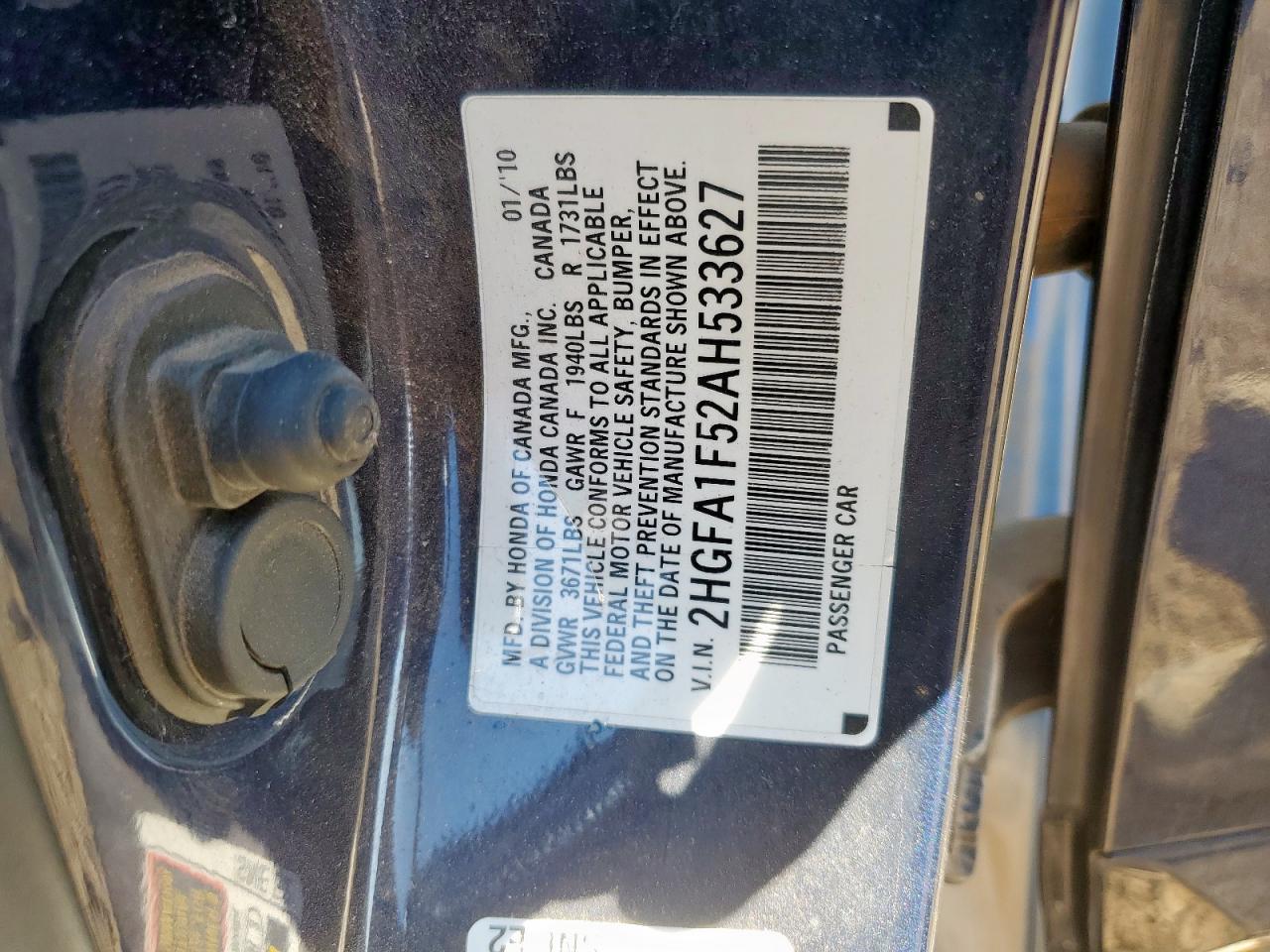 2010 Honda Civic Lx VIN: 2HGFA1F52AH533627 Lot: 82008285