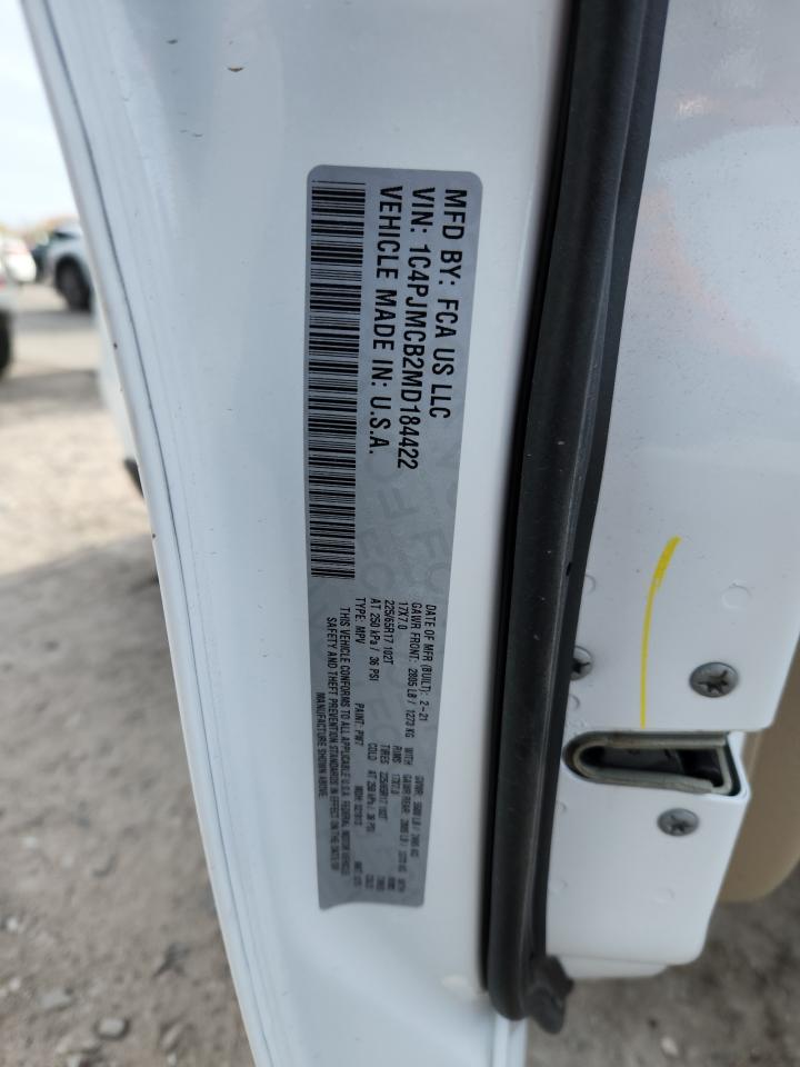 2021 Jeep Cherokee Latitude VIN: 1C4PJMCB2MD184422 Lot: 90862095