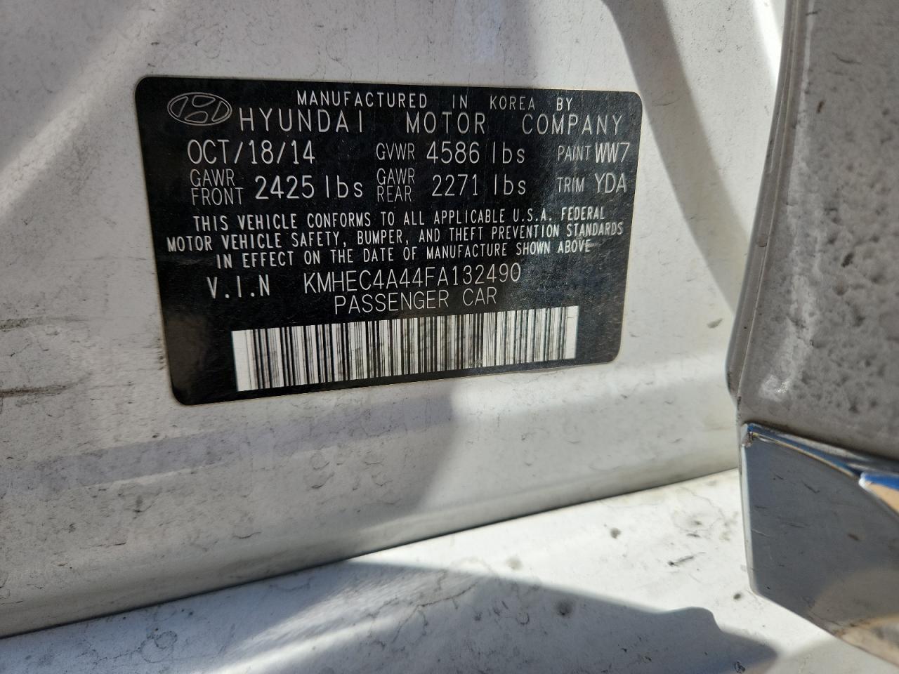 2015 Hyundai Sonata Hybrid VIN: KMHEC4A44FA132490 Lot: 82763595