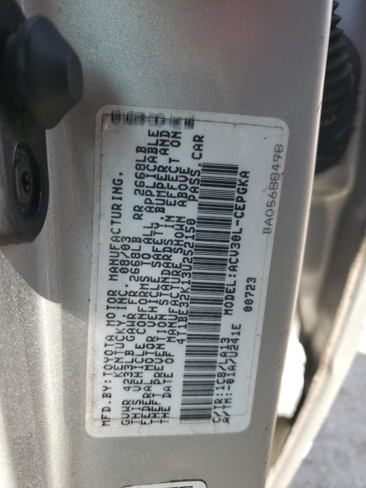 2003 Toyota Camry Le VIN: 4T1BE32K13U252150 Lot: 82199885