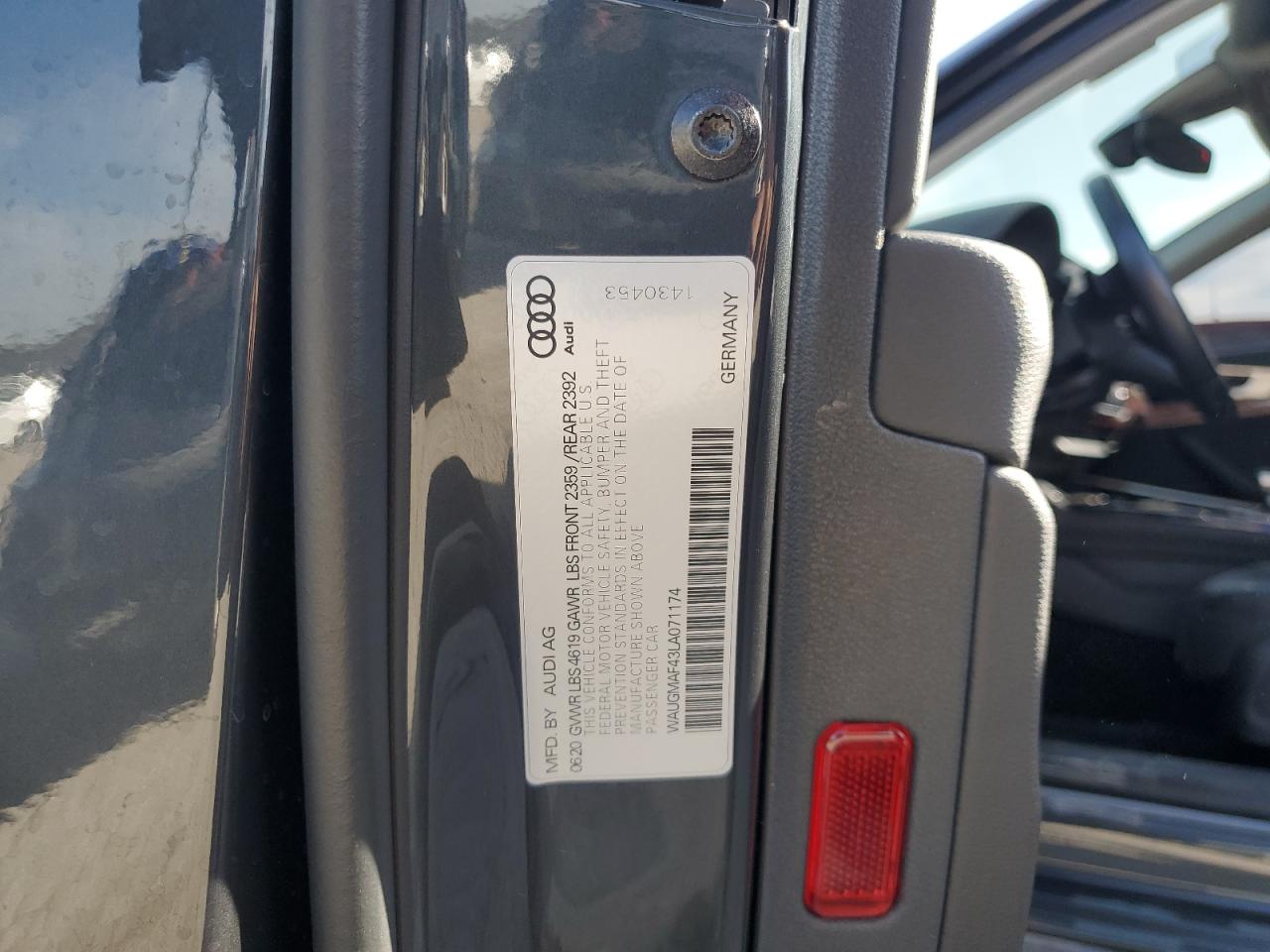 2020 Audi A4 Premium VIN: WAUGMAF43LA071174 Lot: 82186875