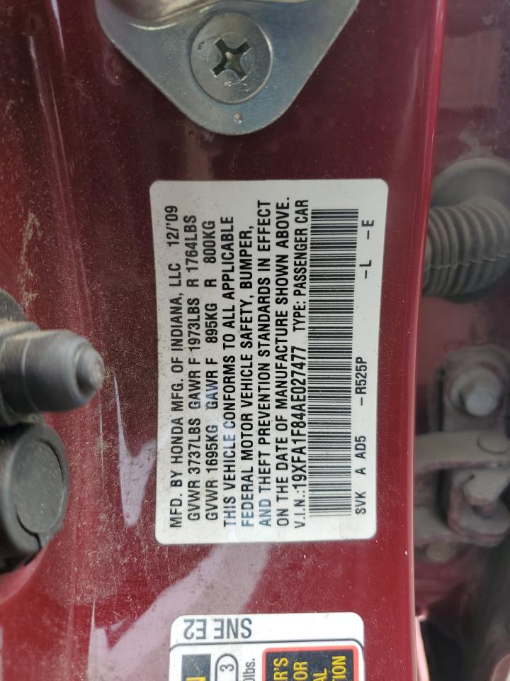 2010 Honda Civic Ex VIN: 19XFA1F84AE027477 Lot: 86277485