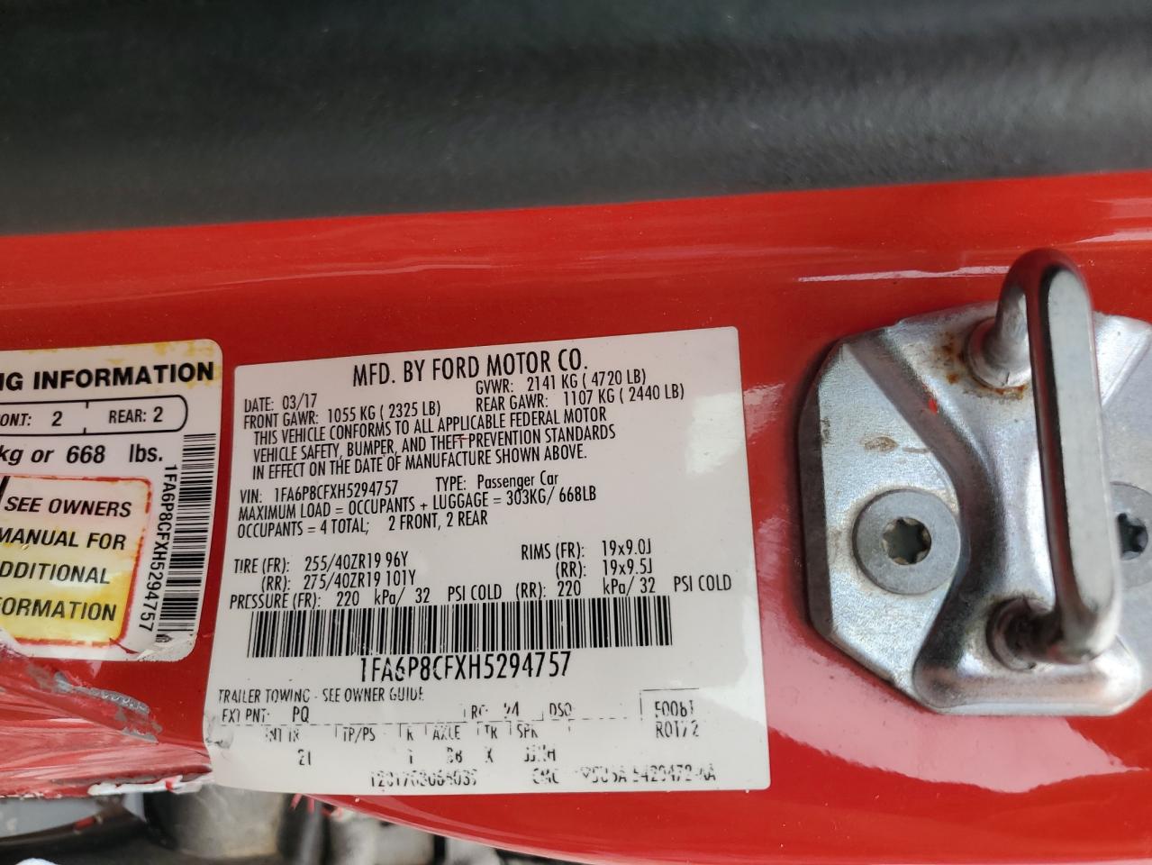 2017 Ford Mustang Gt VIN: 1FA6P8CFXH5294757 Lot: 90273265