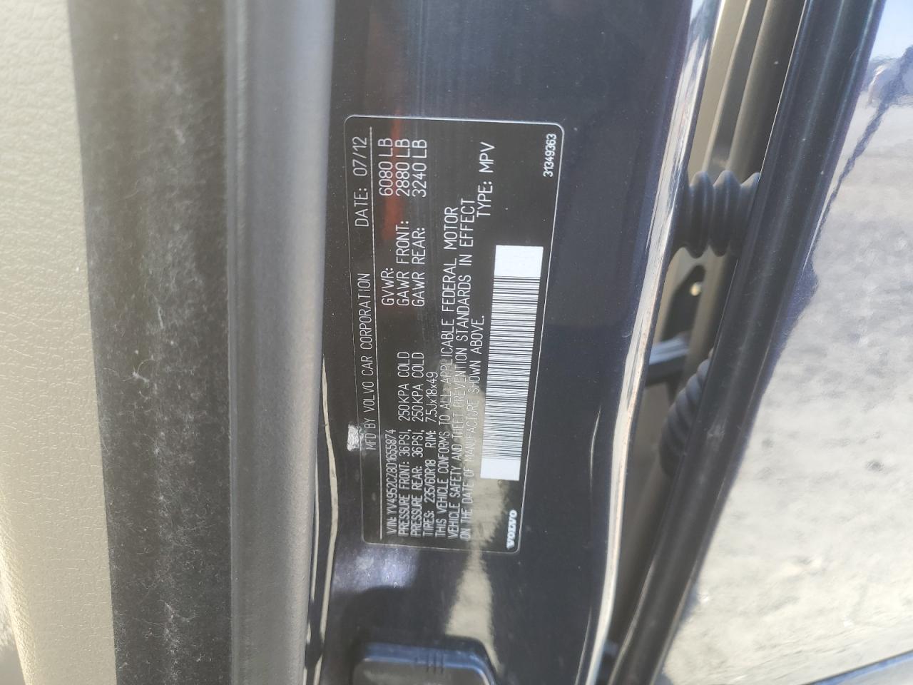 2013 Volvo Xc90 3.2 VIN: YV4952CZ8D1655874 Lot: 82636035