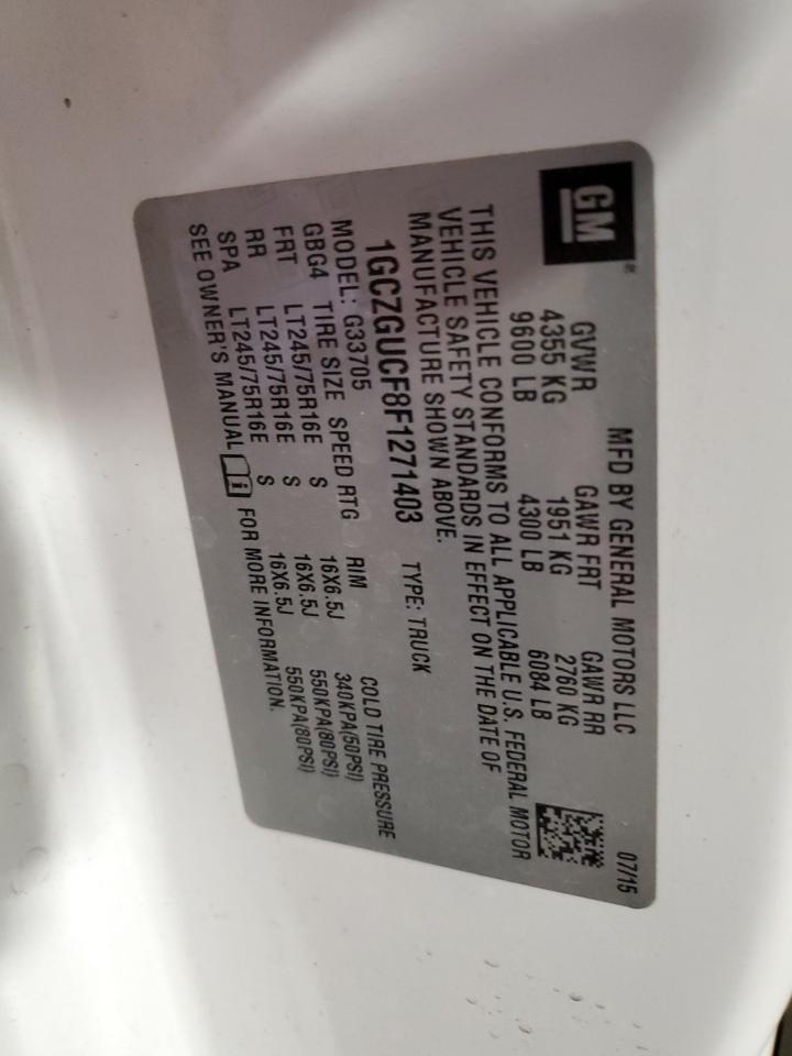 2015 Chevrolet Express G3500 VIN: 1GCZGUCF8F1271403 Lot: 82432065