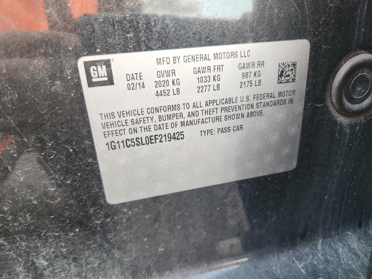 2014 Chevrolet Malibu 1Lt VIN: 1G11C5SL0EF219425 Lot: 84956745