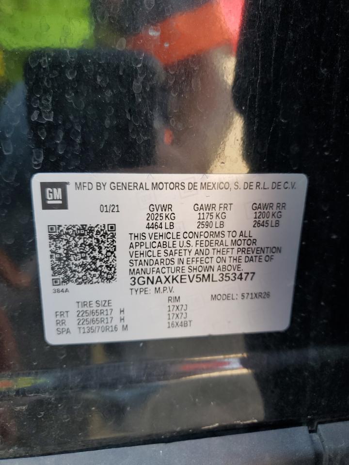 2021 Chevrolet Equinox Lt VIN: 3GNAXKEV5ML353477 Lot: 82223495