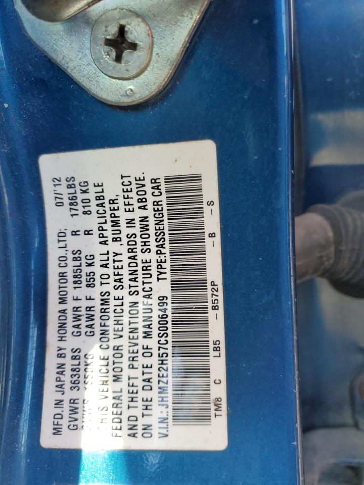2012 Honda Insight Lx VIN: JHMZE2H57CS006499 Lot: 80491325