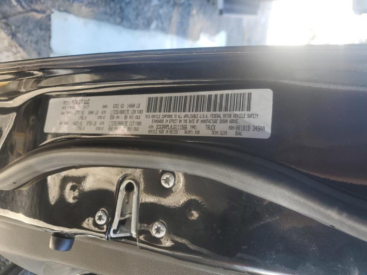 2018 Ram 3500 Laramie VIN: 3C63RRML0JG111566 Lot: 87076675