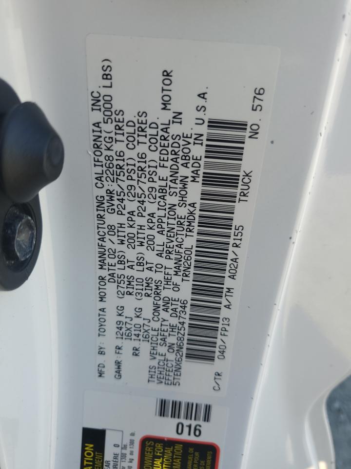 2008 Toyota Tacoma Prerunner VIN: 5TENX62N68Z547346 Lot: 84970075