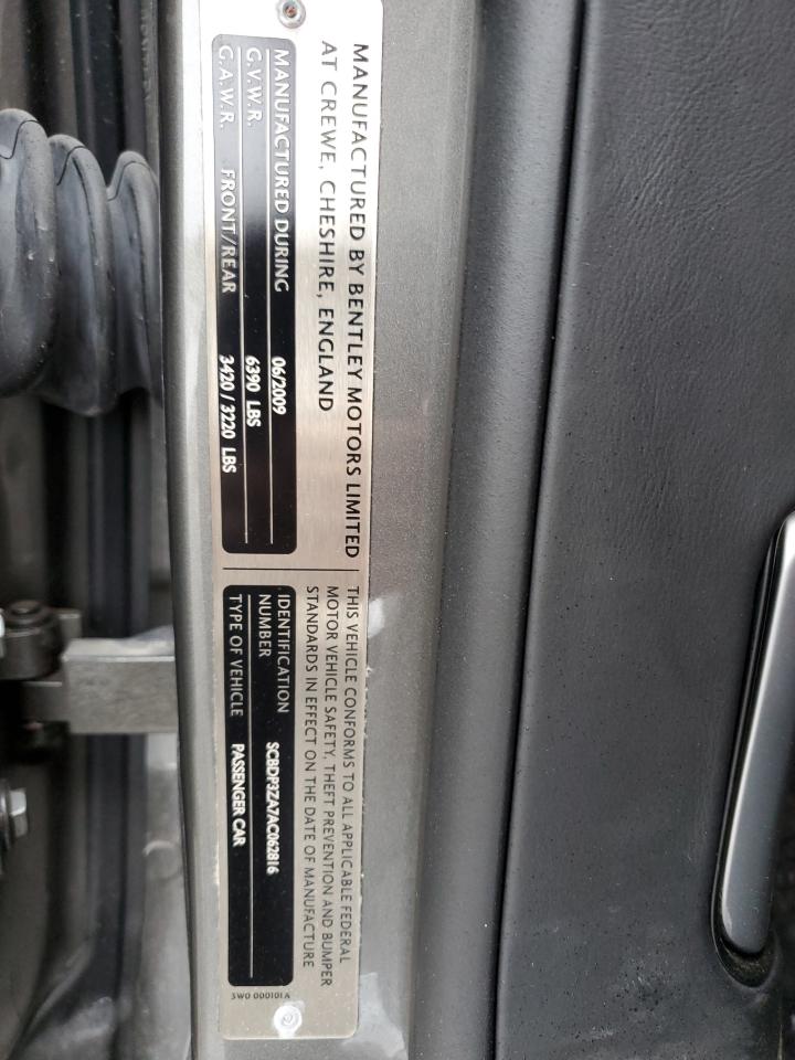 2010 Bentley Continental Gtc Speed VIN: SCBDP3ZA7AC062816 Lot: 90480905