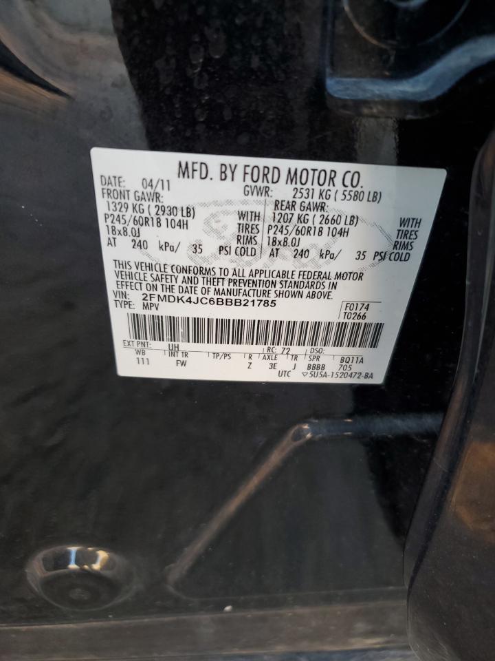 2011 Ford Edge Sel VIN: 2FMDK4JC6BBB21785 Lot: 81877285
