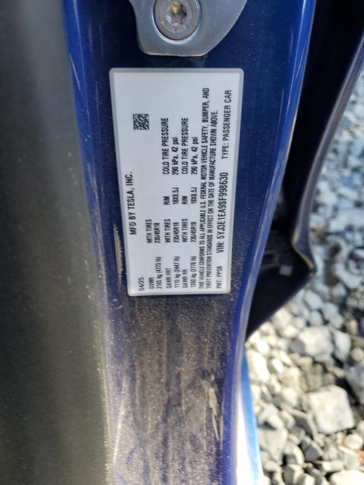 2025 Tesla Model 3 VIN: 5YJ3E1EA9SF998630 Lot: 85910285