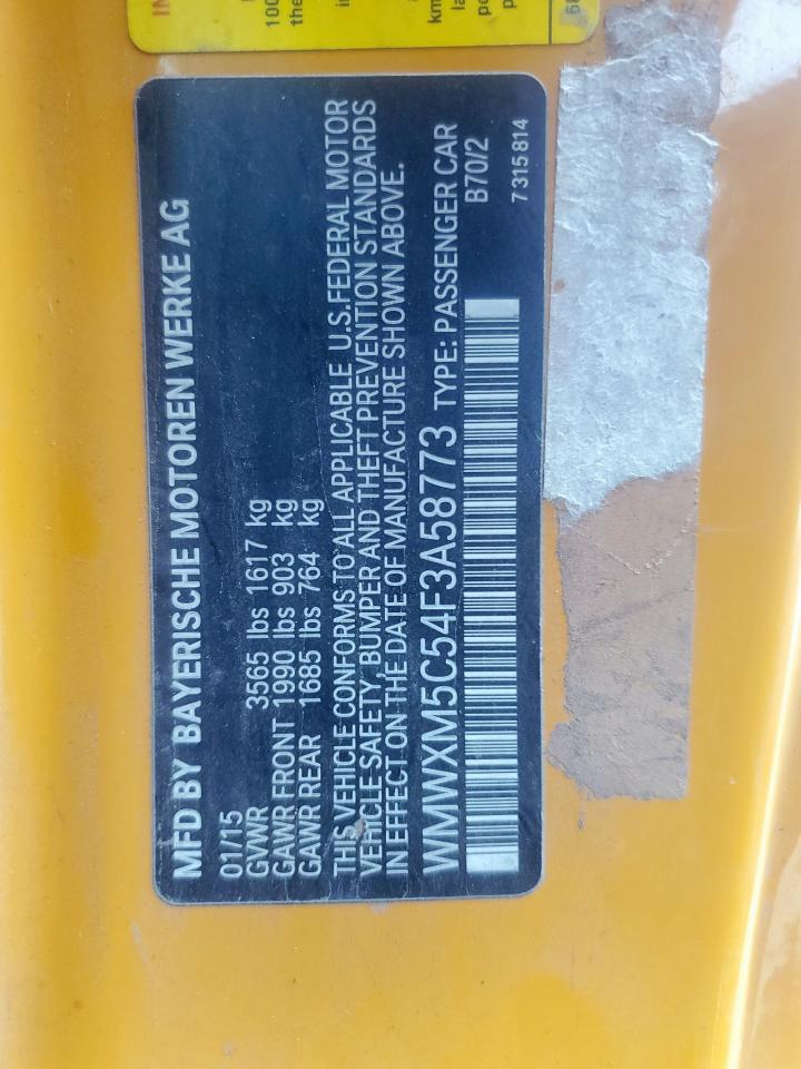 2015 Mini Cooper VIN: WMWXM5C54F3A58773 Lot: 90489905