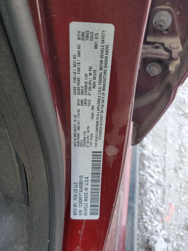 2020 Ram 1500 Big Horn/Lone Star VIN: 1C6SRFFT4LN395110 Lot: 86262855