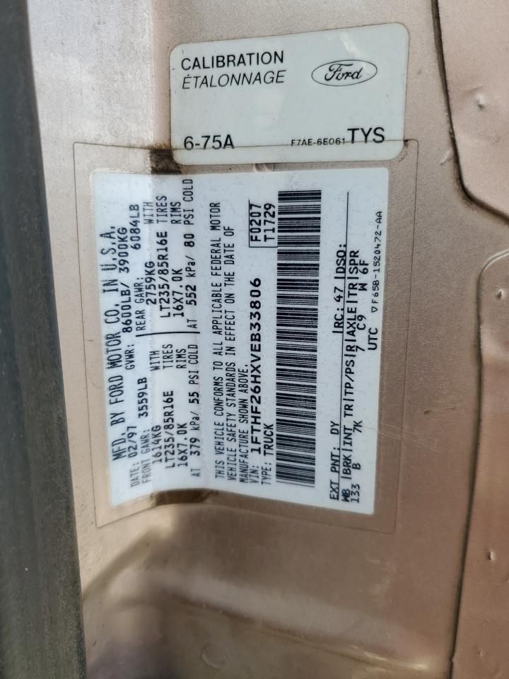 1997 Ford F250 VIN: 1FTHF26HXVEB33806 Lot: 86453755