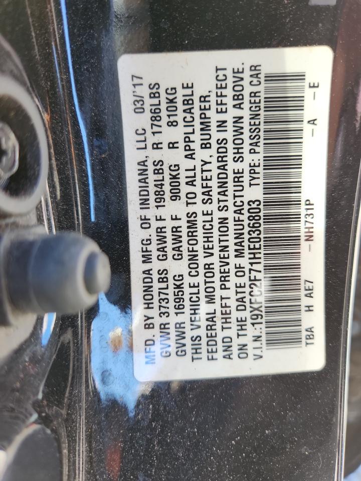 2017 Honda Civic Ex VIN: 19XFC2F71HE036803 Lot: 85937375