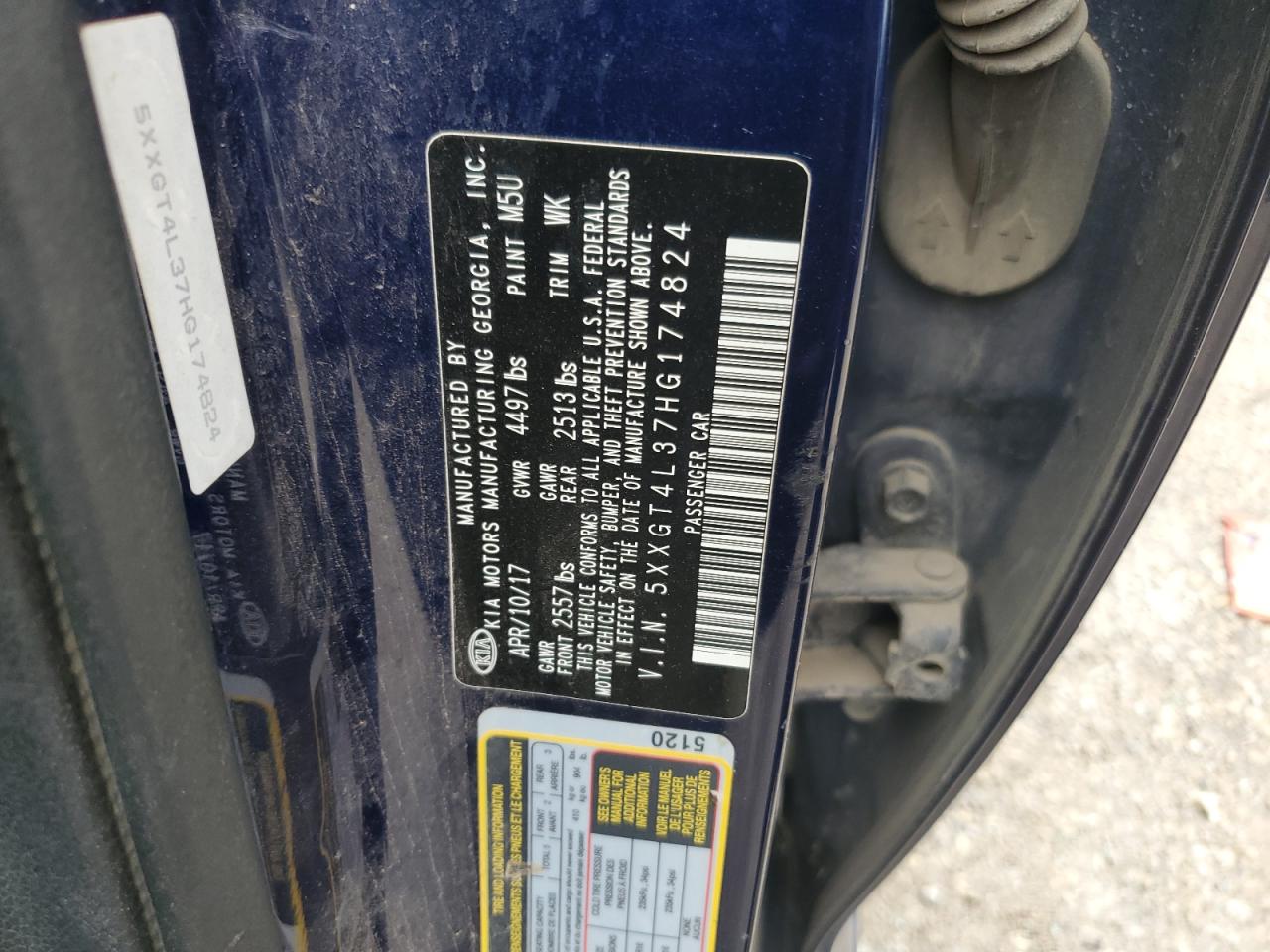 2017 Kia Optima Lx VIN: 5XXGT4L37HG174824 Lot: 82350525