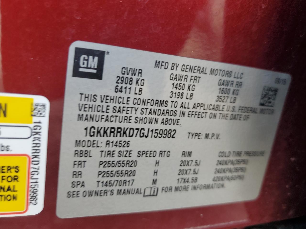 2016 GMC Acadia Slt-1 VIN: 1GKKRRKD7GJ159982 Lot: 85485345