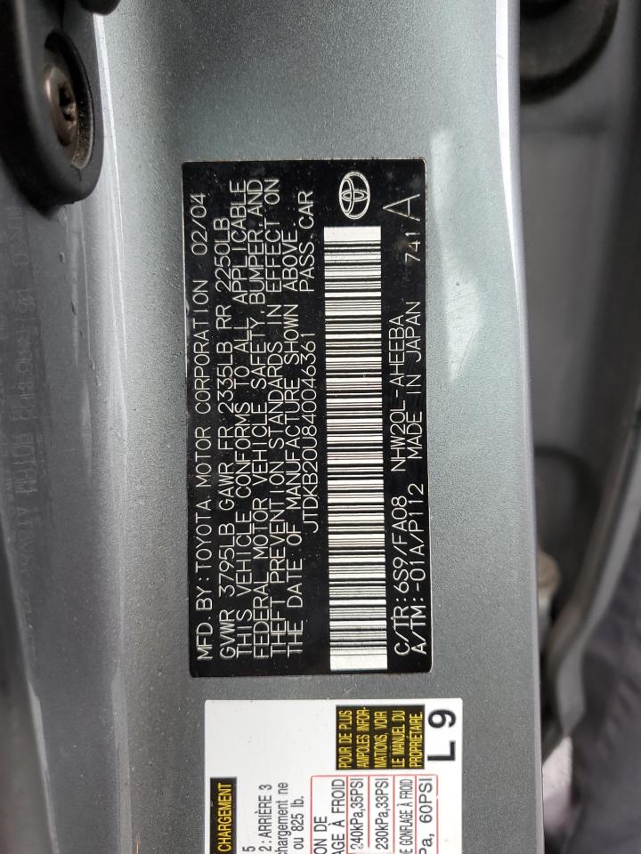 2004 Toyota Prius VIN: JTDKB20U840046361 Lot: 82604115