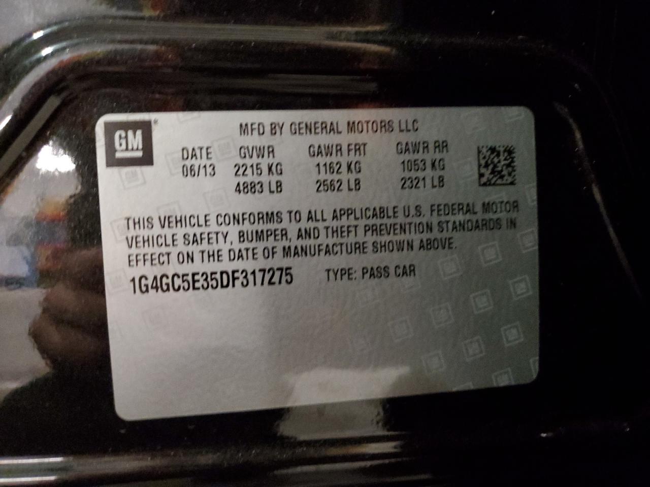 2013 Buick Lacrosse VIN: 1G4GC5E35DF317275 Lot: 89723005