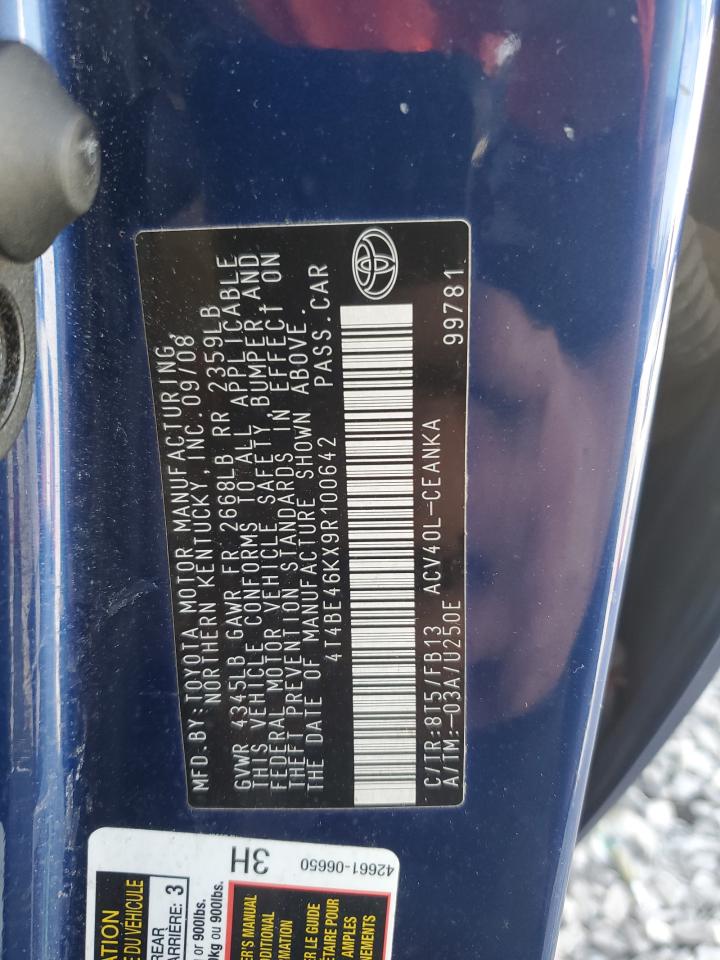 2009 Toyota Camry Base VIN: 4T4BE46KX9R100642 Lot: 82198835