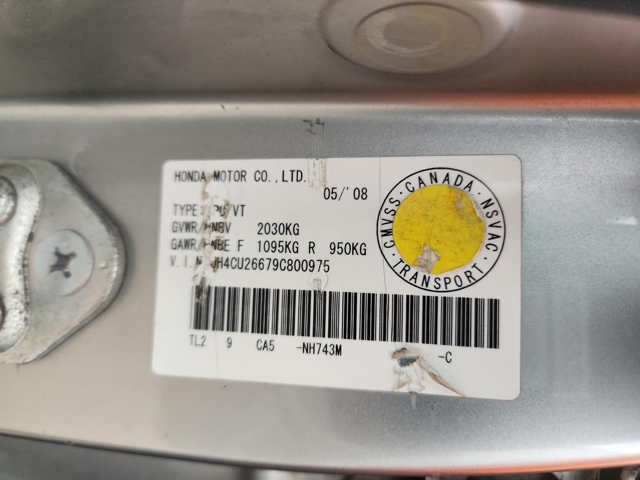 2009 Acura Tsx VIN: JH4CU26679C800975 Lot: 91051075