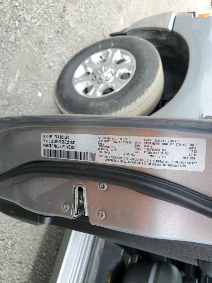 2020 Ram 2500 Big Horn VIN: 3C6UR5DL9LG281831 Lot: 85719345