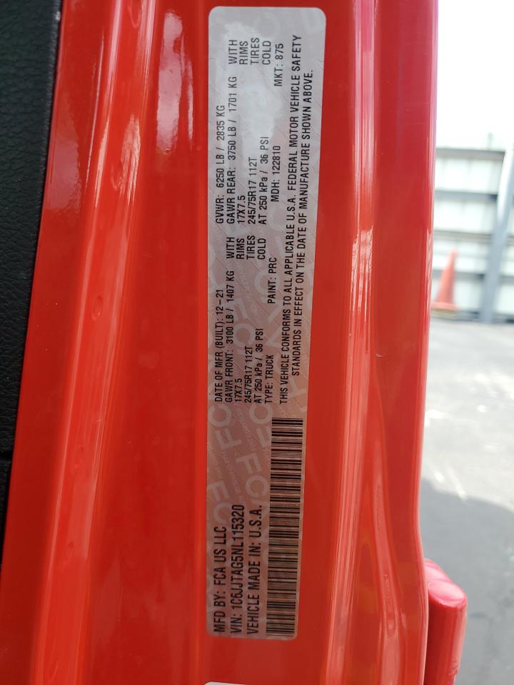 2022 Jeep Gladiator Sport VIN: 1C6JJTAG5NL115320 Lot: 90124015