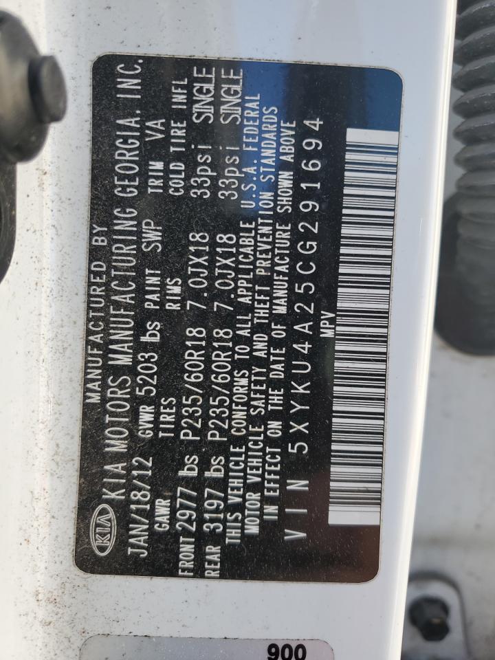 2012 Kia Sorento Ex VIN: 5XYKU4A25CG291694 Lot: 85672915