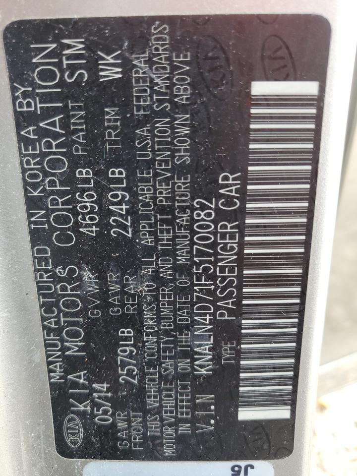 2015 Kia Cadenza Premium VIN: KNALN4D71F5170082 Lot: 84758225