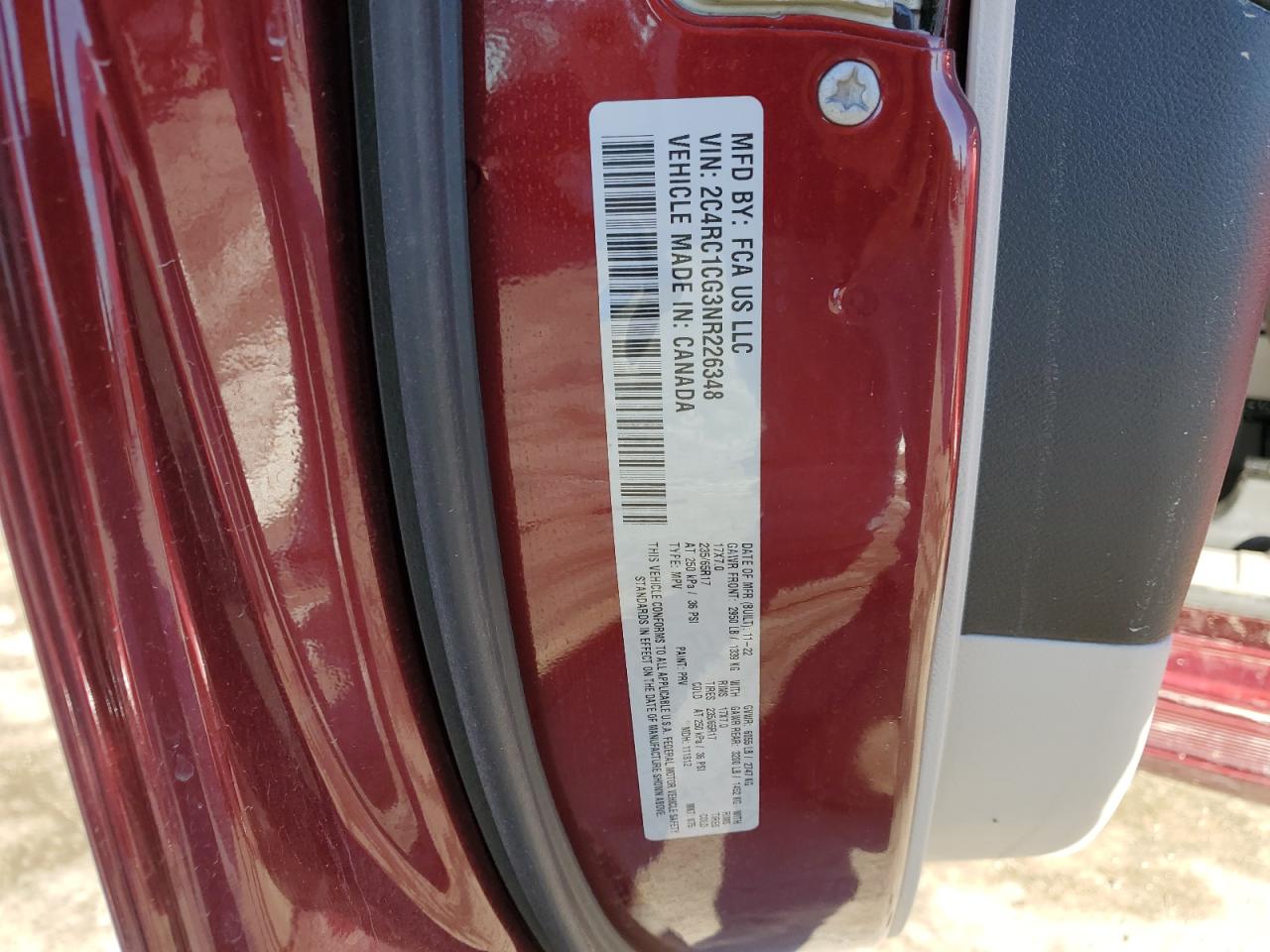 2022 Chrysler Voyager Lx VIN: 2C4RC1CG3NR226348 Lot: 91034525