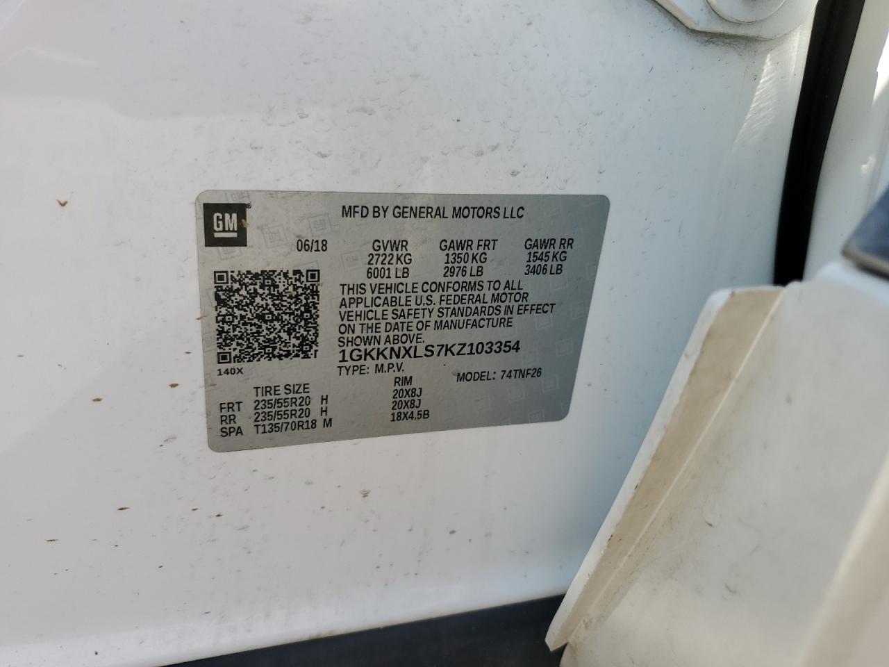 2019 GMC Acadia Denali VIN: 1GKKNXLS7KZ103354 Lot: 86608425