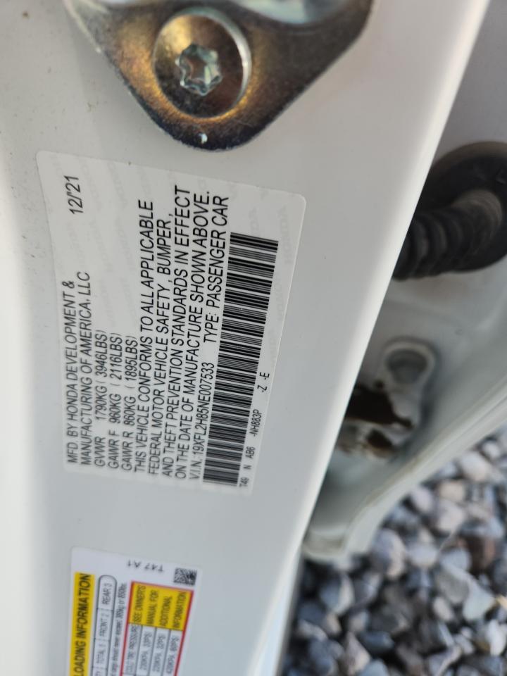 2022 Honda Civic Sport VIN: 19XFL2H85NE007533 Lot: 85185395