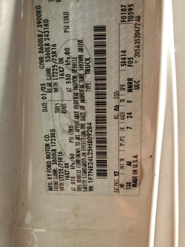 2005 Ford Econoline E250 Van VIN: 1FTNE24L25HB09284 Lot: 68901455