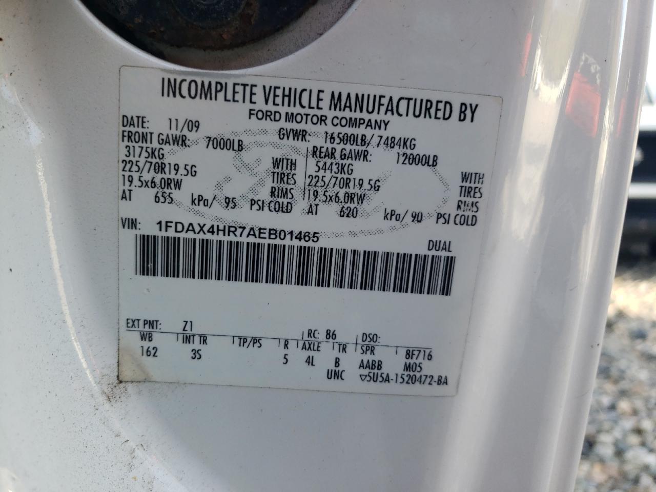 2010 Ford F450 Super Duty VIN: 1FDAX4HR7AEB01465 Lot: 80366375