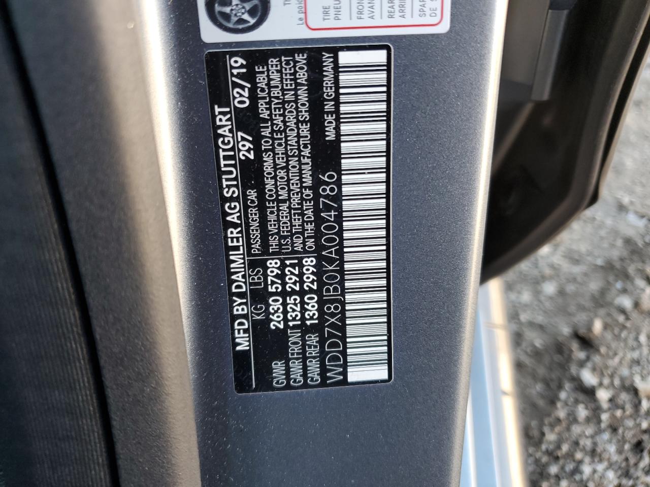 2019 Mercedes-Benz Amg Gt 63 VIN: WDD7X8JB0KA004786 Lot: 89851775