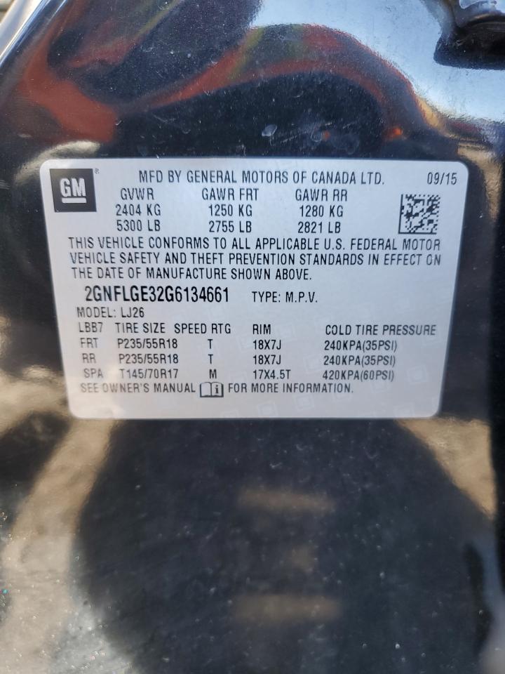 2016 Chevrolet Equinox Ltz VIN: 2GNFLGE32G6134661 Lot: 90108995