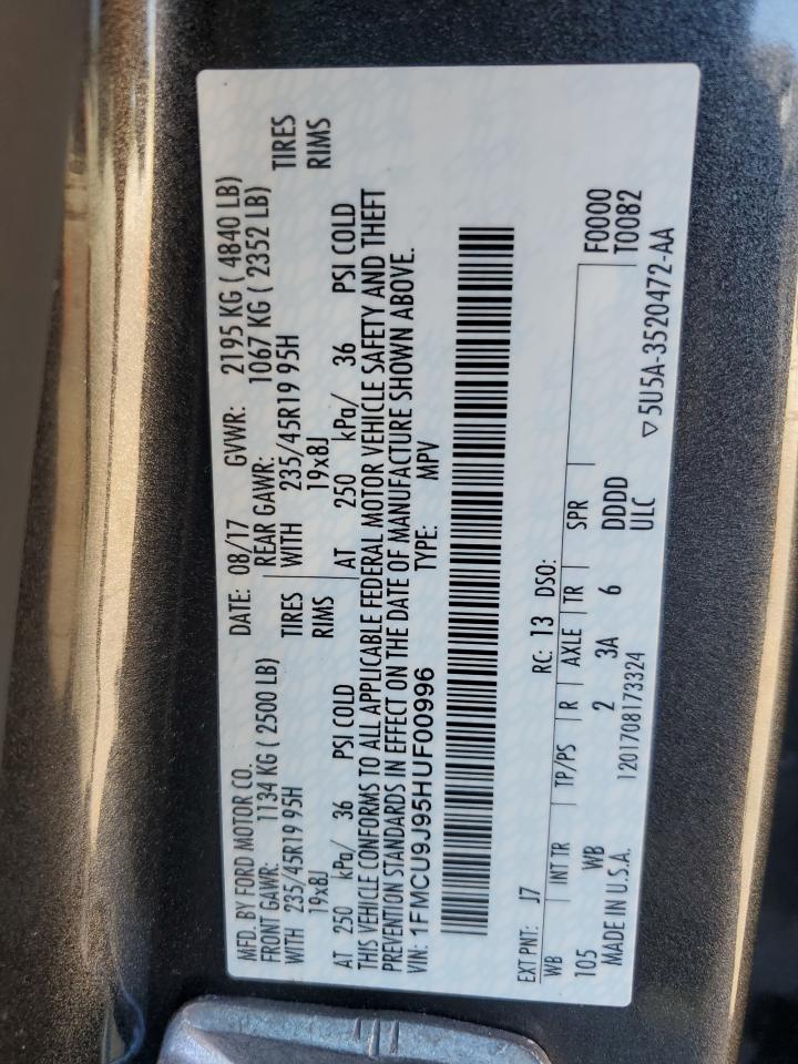 2017 Ford Escape Titanium VIN: 1FMCU9J95HUF00996 Lot: 84951835