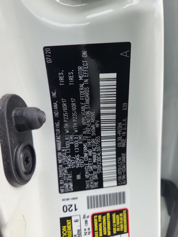 2020 Toyota Sienna Xle VIN: 5TDYZ3DC4LS077955 Lot: 85277415