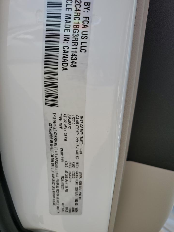 2024 Chrysler Pacifica Touring L VIN: 2C4RC1BG3RR114348 Lot: 81916465