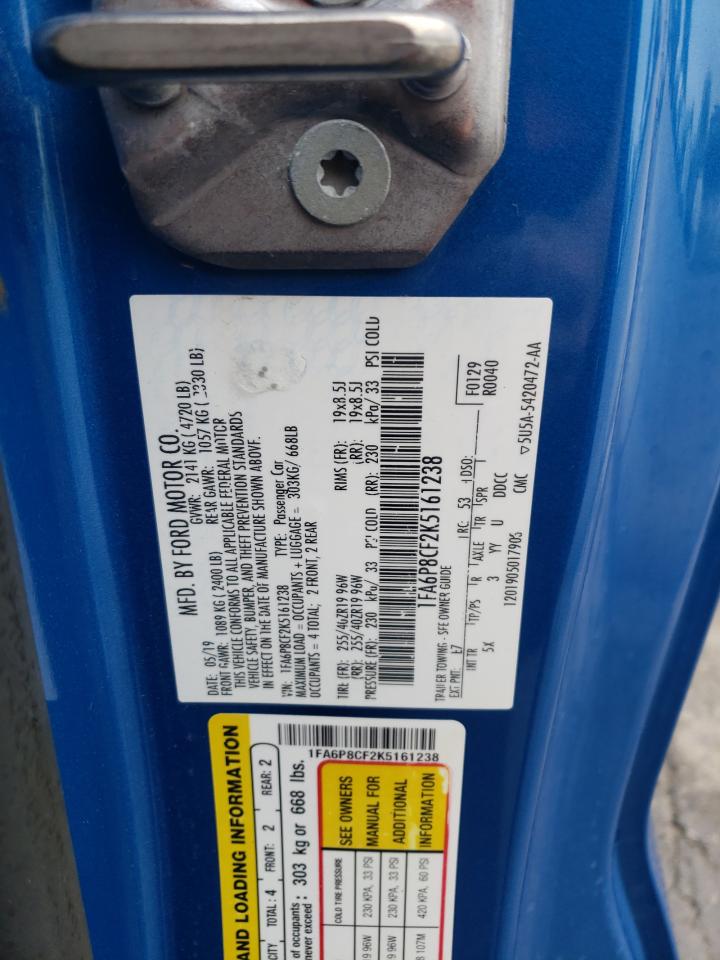 2019 Ford Mustang Gt VIN: 1FA6P8CF2K5161238 Lot: 85527095