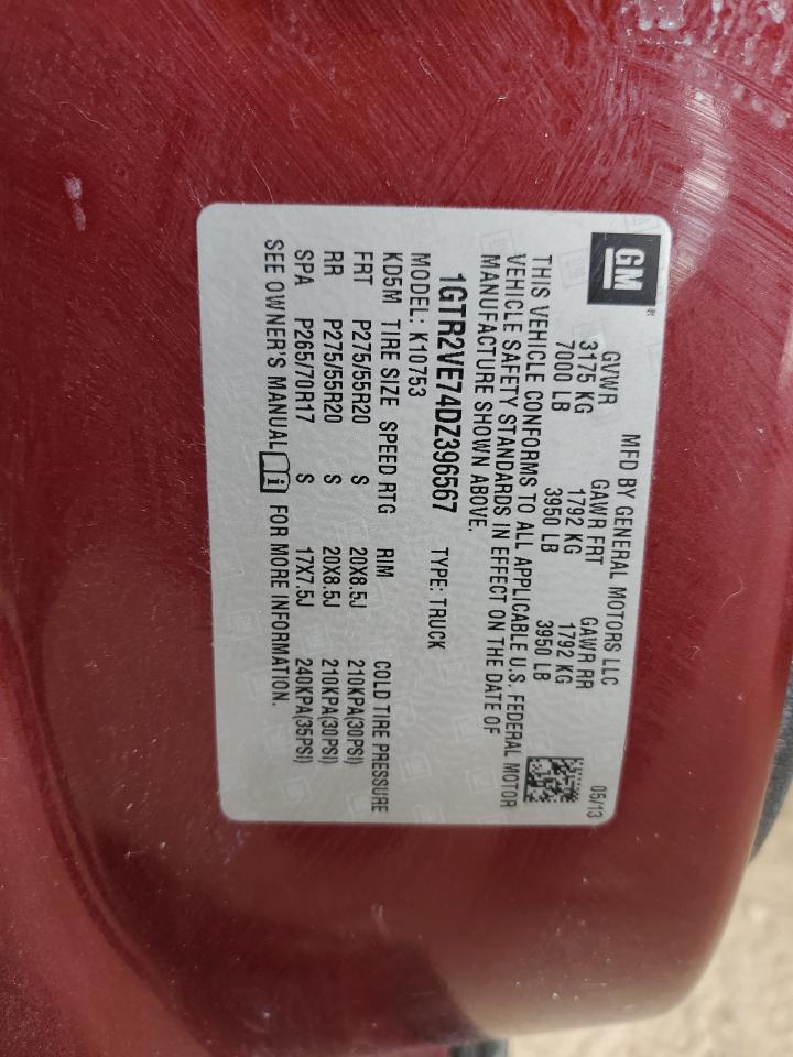 2013 GMC Sierra K1500 Sle VIN: 1GTR2VE74DZ396567 Lot: 82220245