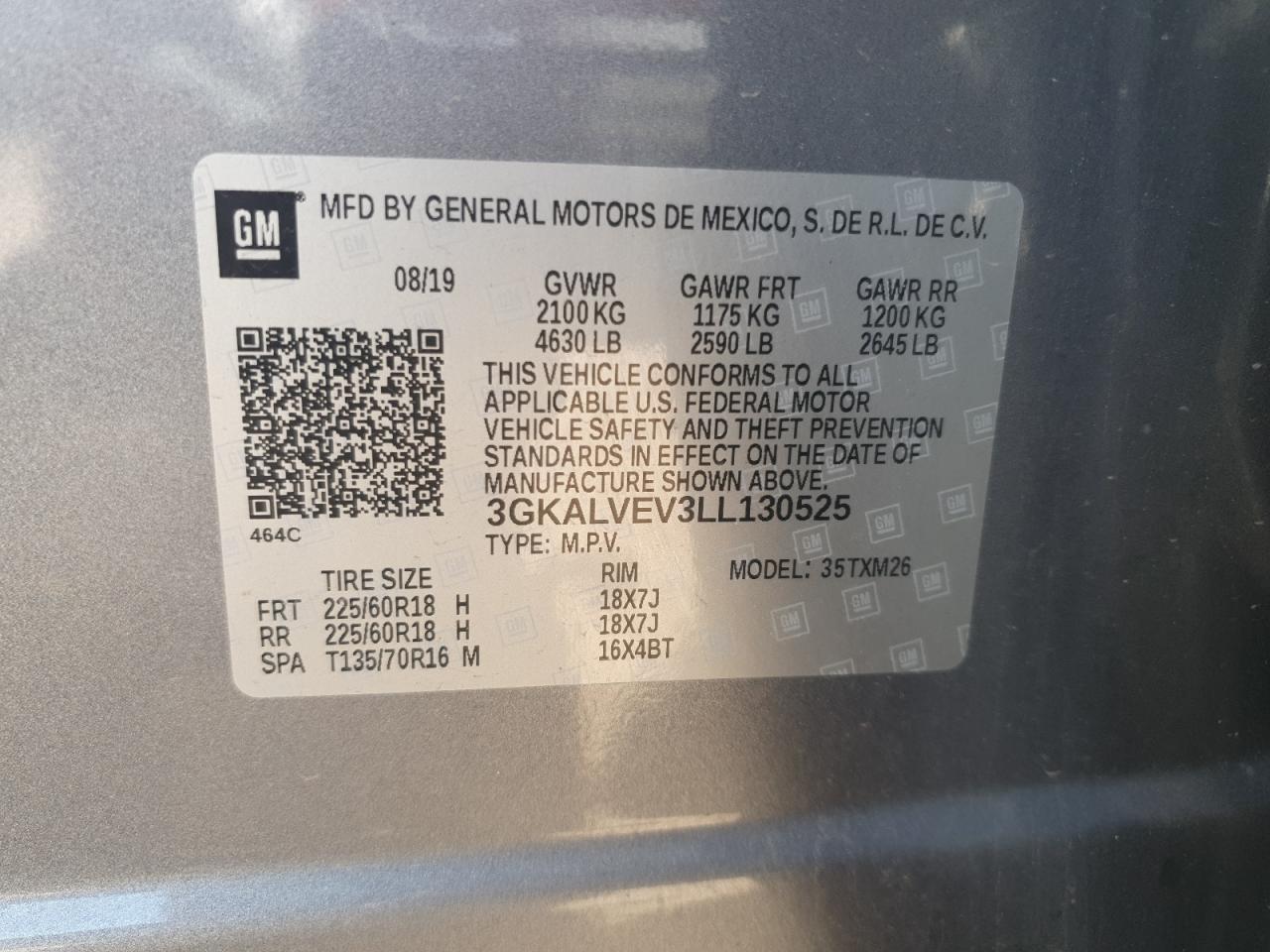 2020 GMC Terrain Slt VIN: 3GKALVEV3LL130525 Lot: 84902255